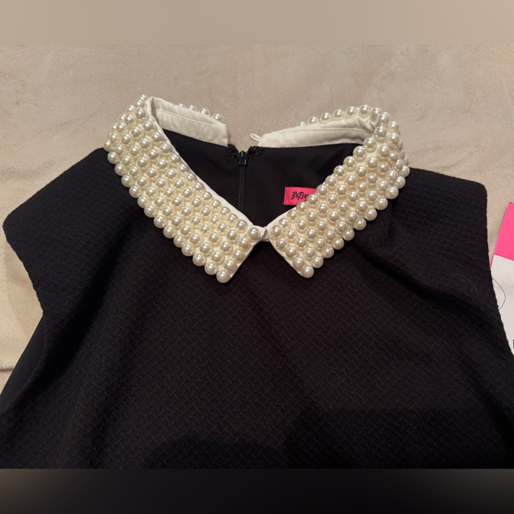 Betsey Johnson Black Breakfast at Tiffany’s Dress with Pearl Collar, size 8 - Picture 3 of 10